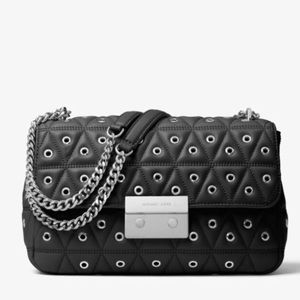 MK Sloan L Chain Shoulder Crossbody Black